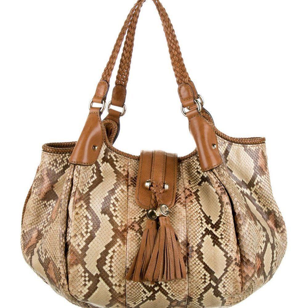 Gucci Python Brown Bag W/ Chocolate Lining - image 1